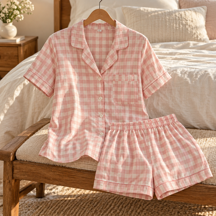 Rose Gingham Pajama Set