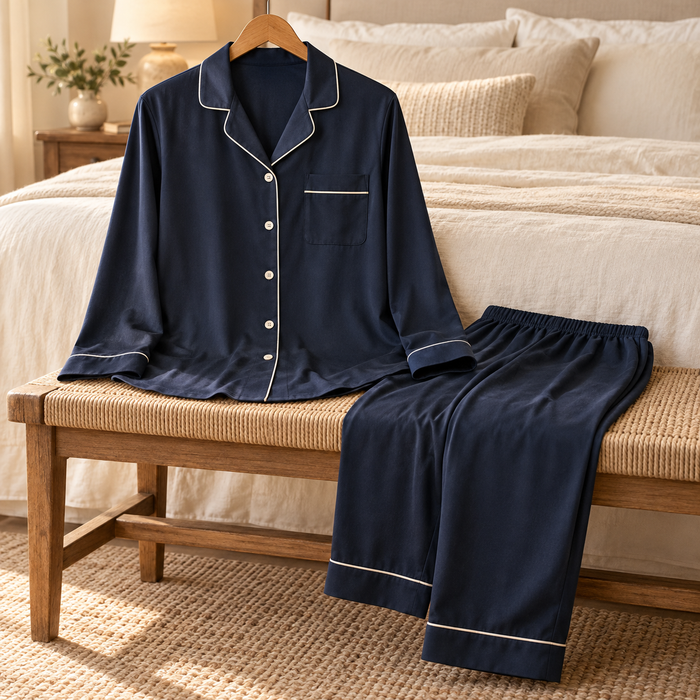 Midnight Piped Pajama Set